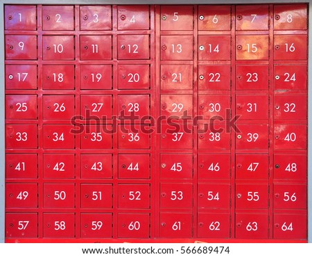 Red Po Boxes Post Office Service Stock Photo Edit Now 566689474