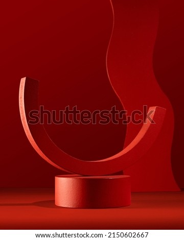 Red podium stand with abstract composition, Product display