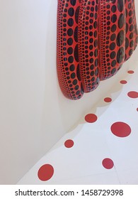 Red Pokadot And Red Pumkin By Yayoi Kusama