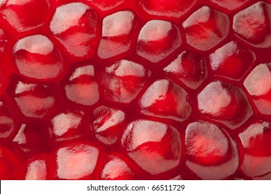 Red Pomegranate Fruit Texture. Closeup