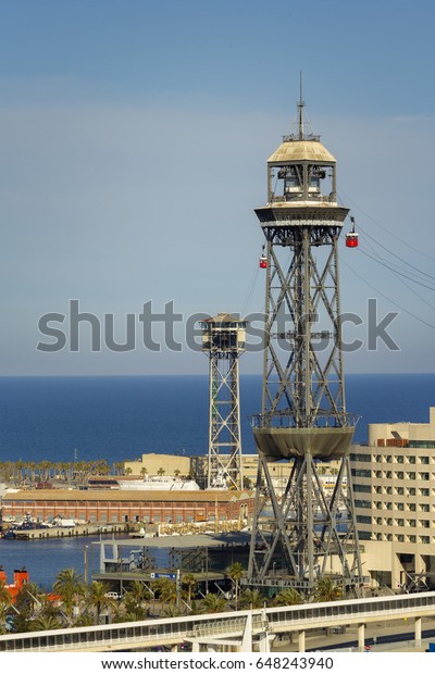 The red port cable in Barcelona.The official\
name is Transbordador Aeri del Port, but it is often called the\
\