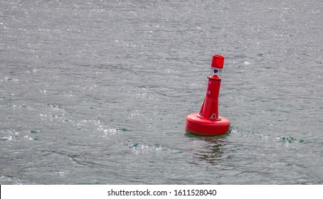 Red Port Channel Marker Bouy In UK Waters