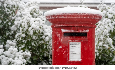 Red Post Box In The Snow At Christmas