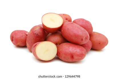 Red Potatoes On White Background