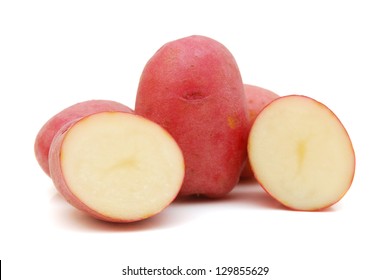 Red Potatoes On White Background