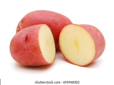 Red Potatoes On White Background 