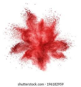 Red Powder Explosion Isolated On White Background