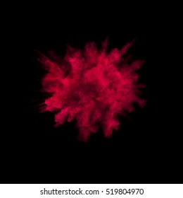 Red Powder Explosion On The Black Background