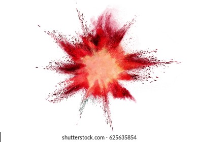 Red Powder Explosion On White Background