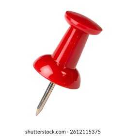 Red push pin isolated on transparent background