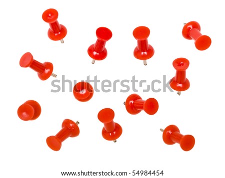 Red Pushpins isolated on white background