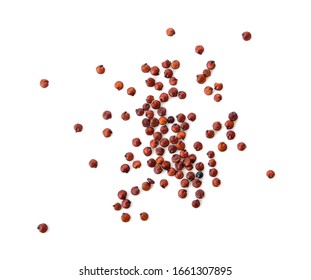 Red Quinoa Seeds Isolated On White Background. Top View