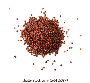 Red Quinoa Seeds Isolated On White Background. Top View