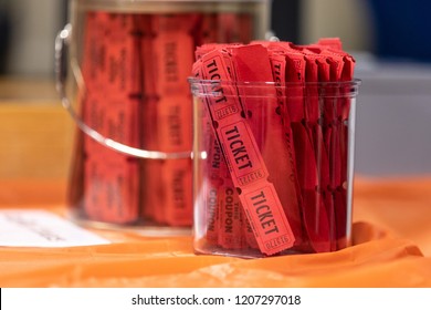 Red Raffle Tickets In  Jar