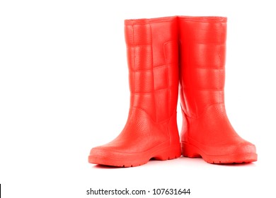 red rainboots isolated on white background