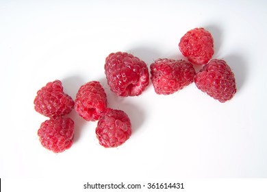 Red raspberry berries  isolated on white background 