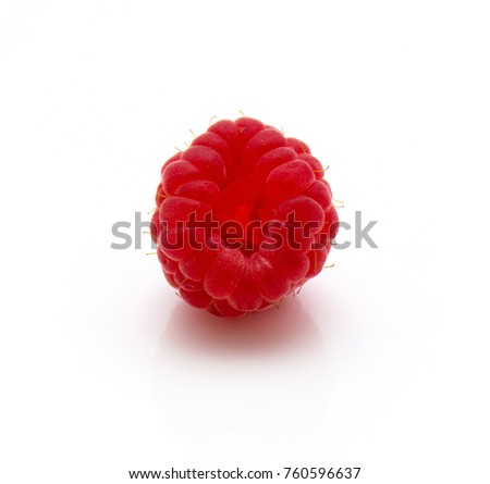 Red raspberry isolated on white background one whole
