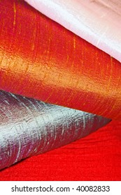 Red Raw Silk Fabric Closeup