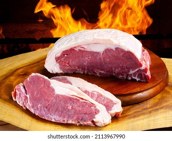 Red Raw Steak Sirloin against