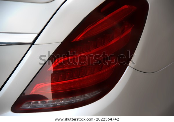 Red rear brake light of the car white. selective\
focus. High quality photo