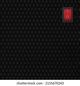 Red Rectangle Rocker Power Switch On Position Multiple Embossed Black Dots Texture Frame Pattern Natural Blank Empty Copy Space Background Mains Supply Button Vertical Textured Backdrop Macro Closeup