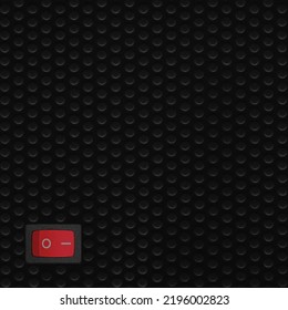 Red Rectangle Rocker Power Switch On Position Multiple Embossed Black Dots Texture Frame Pattern Natural Blank Empty Copy Space Background Mains Supply Pictogram Button Vertical Textured Macro Closeup