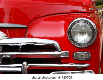 Red Retro Car Headlight