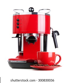 Red Retro Style Coffee Machine