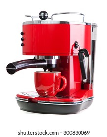 Red Retro Style Coffee Machine