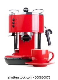 Red Retro Style Coffee Machine