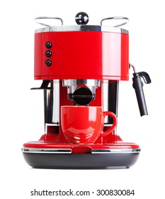 Red Retro Style Coffee Machine