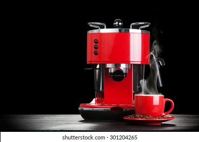 Red Retro Style Coffee Machine