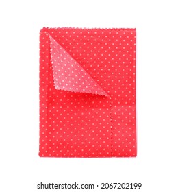 Red Reusable Beeswax Food Wrap On White Background, Top View