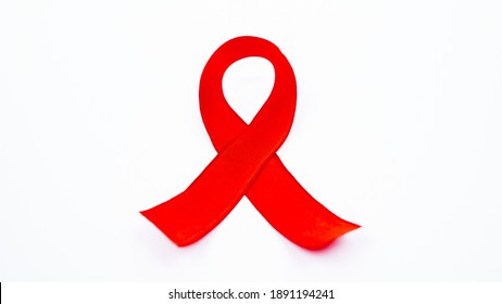 red ribbon aids isolated white background