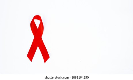 Red Ribbon Aids Isolated White Background