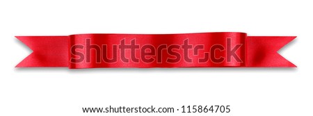 Red ribbon banner on white background