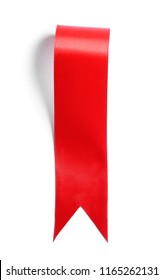 Red Ribbon Bookmark Isolated On White