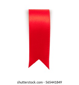 Red Ribbon Bookmark Isolated On White Background