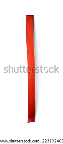 Red ribbon bookmark isolated on white background 