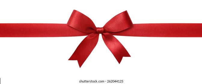 red ribbon with bow isolated on white background - Shutterstock ID 262044125