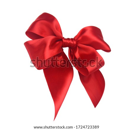 Red ribbon bow isolated on white background including clipping path