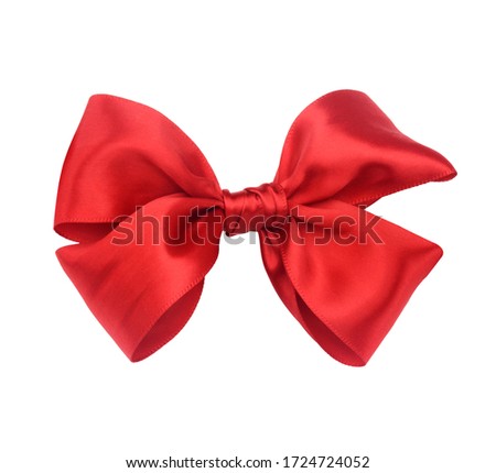 Red ribbon bow isolated on white background including clipping path