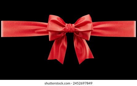 Red ribbon bow on white background. High quality photo. PNG