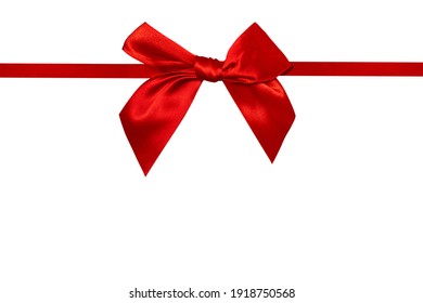Red ribbon with bow with tails, copy space - Shutterstock ID 1918750568