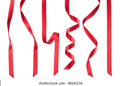 Red ribbon collection isolated on white - Shutterstock ID 68542156