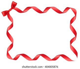 Red Ribbon Frame On White Background