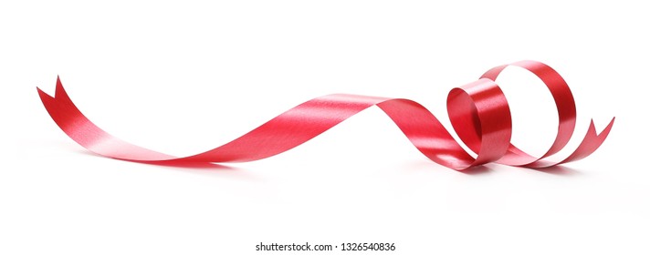 Red Ribbon Isolated On White Background And Texture