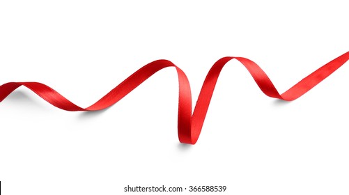 Red ribbon isolated on white - Shutterstock ID 366588539