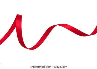 Red Ribbon On White Background.