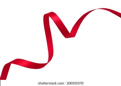 Red Ribbon On White Background.